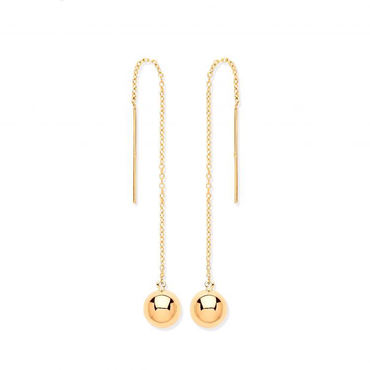 9ct Gold Pull Through Ear Threads Ball Earrings - NiaYou Jewellery