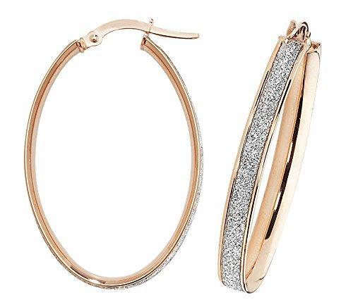 9ct Rose Gold Moondust Stardust Oval Earrings 40 MM - NiaYou Jewellery
