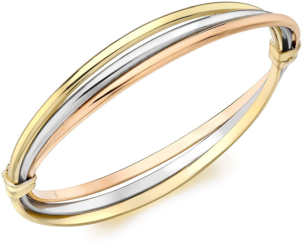9ct Three Colour Gold Russian Style Ladies Bangle - NiaYou Jewellery
