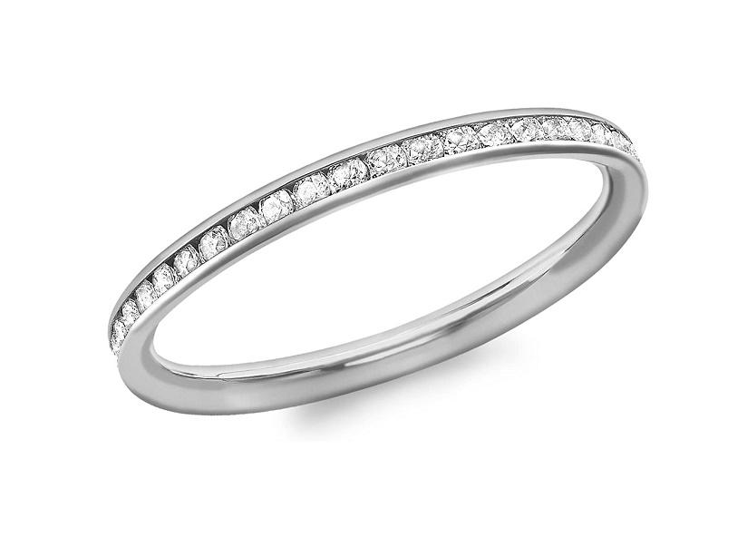 9ct White Gold Cubic Zirconia Eternity Band Ring - NiaYou Jewellery