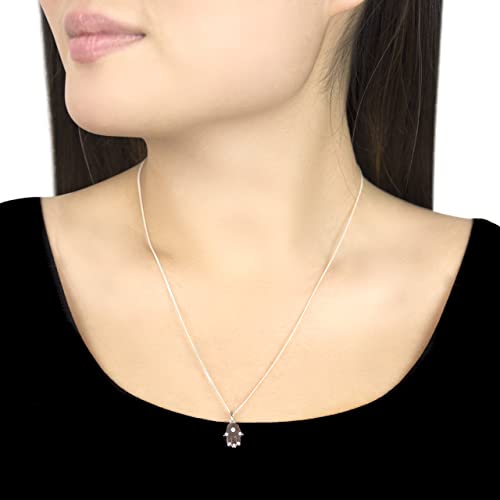 9ct White Gold Diamond Set Hamsa Pendant Necklace - NiaYou Jewellery
