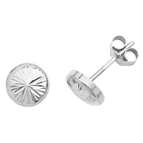 9ct White Gold Round Textured Stud Earrings - NiaYou Jewellery