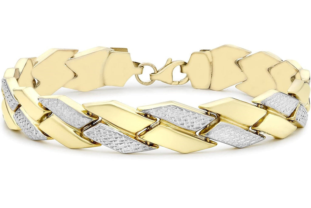 9ct Yellow and White Gold Diamond Cut Chevron Ladies Bracelet - NiaYou Jewellery