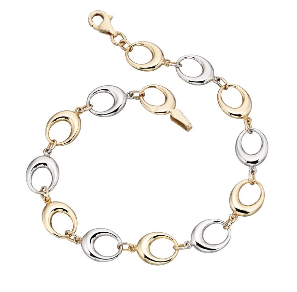 9ct Yellow and White Gold Oval Link Bracelet by Elements Gold - NiaYou Jewellery