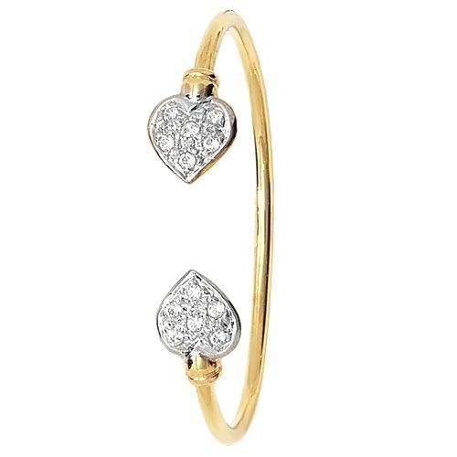 9ct Yellow Gold Baby Torque Bangle with CZ Hearts - NiaYou Jewellery