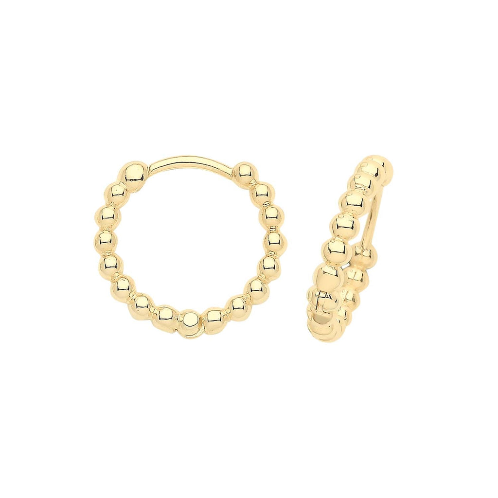 9ct Yellow Gold Bobble Hinged Hoop Earrings - NiaYou Jewellery