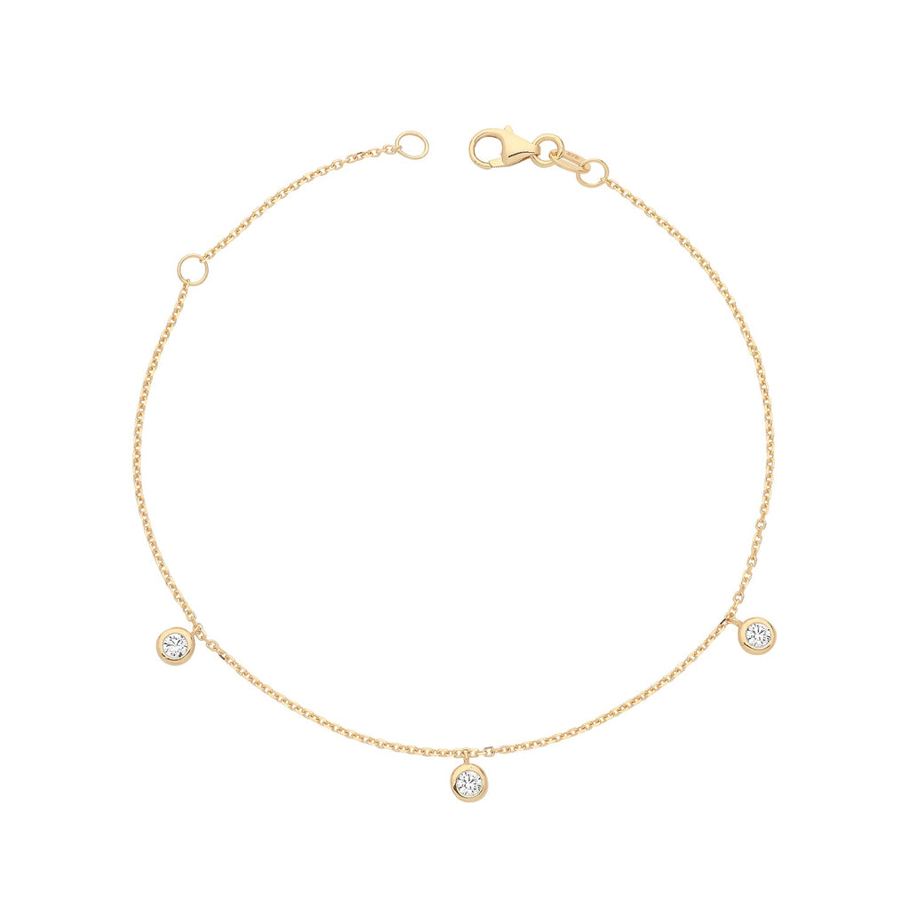 9ct Yellow Gold Bracelet with Three Rubover Cubic Zirconia - NiaYou Jewellery