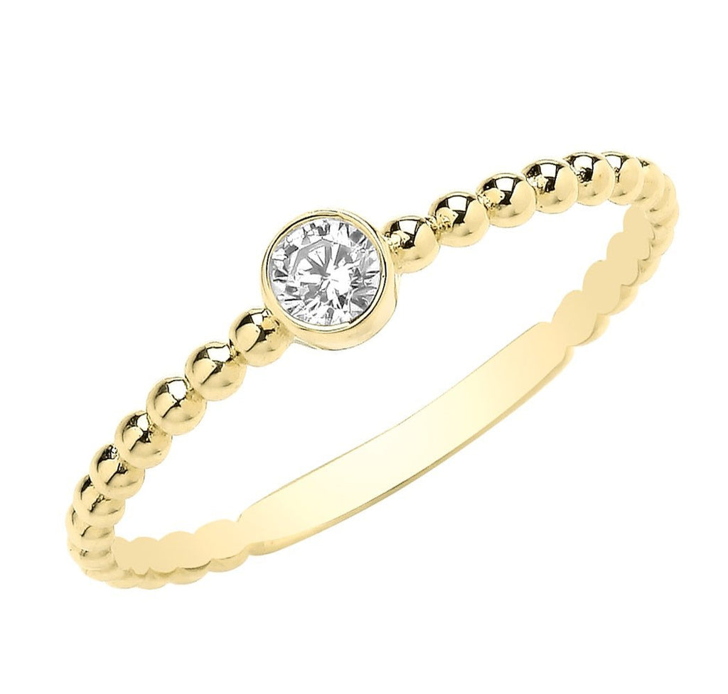 9ct Yellow Gold Bubble Ring with Round Cubic Zirconia - NiaYou Jewellery
