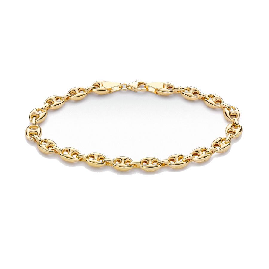9ct Yellow Gold Coffe Bean Chain Bracelet 19 CM - NiaYou Jewellery