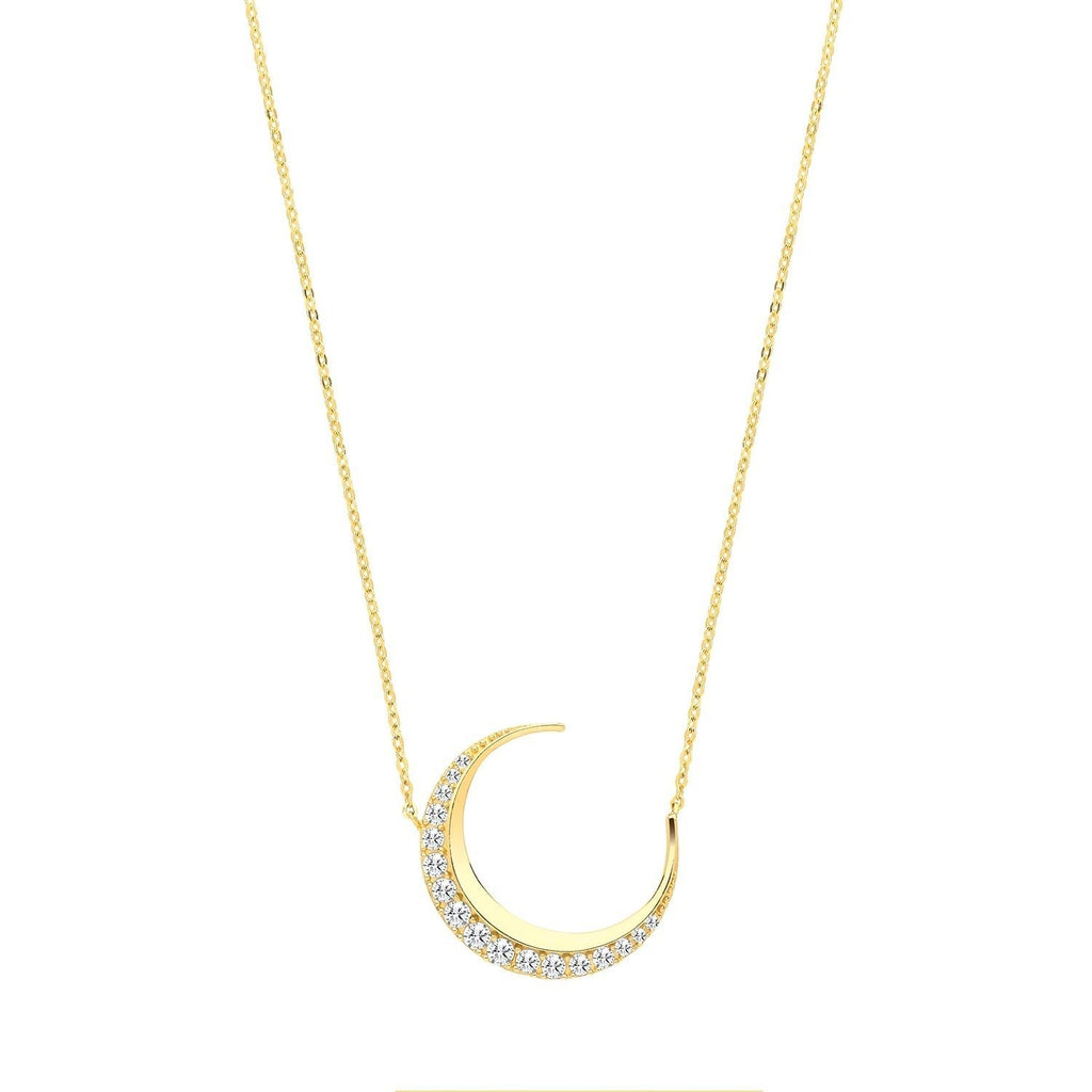 9ct Yellow Gold Crescent Moon Pendant Necklace - NiaYou Jewellery