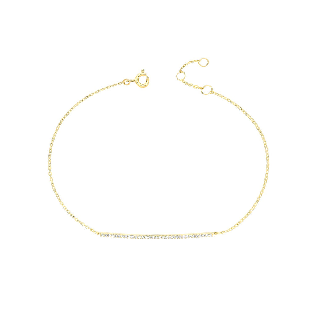 9ct Yellow Gold Cubic Zirconia Bar Ladies Bracelet - NiaYou Jewellery