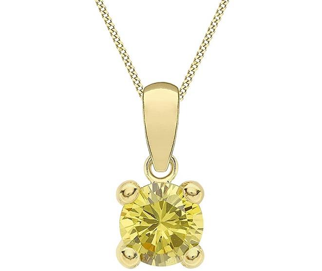 9ct Yellow Gold Cubic Zirconia Birthstone November Pendant - NiaYou Jewellery