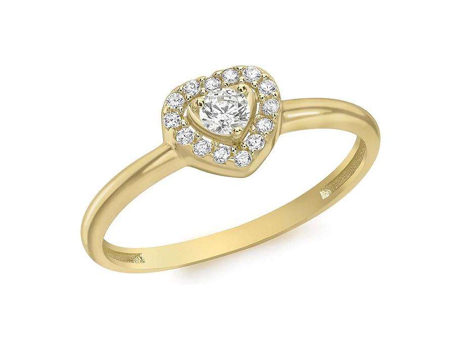 9ct Yellow Gold Cubic Zirconia Halo Heart Ring - NiaYou Jewellery