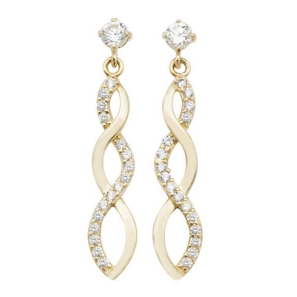9ct Yellow Gold Cubic Zirconia Twisted Drop Earrings - NiaYou Jewellery
