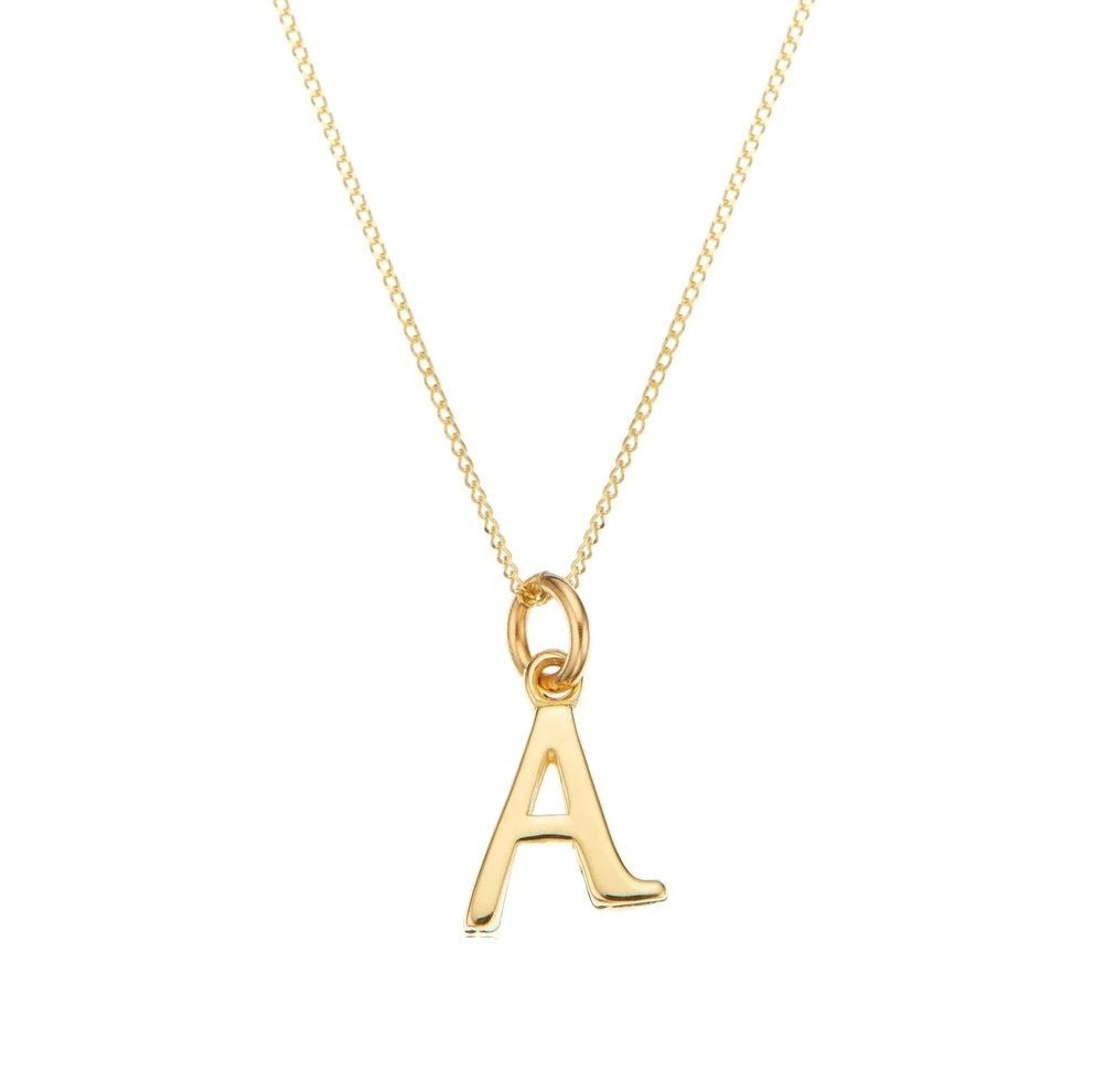 9ct Yellow Gold Curved Initial Charm Pendant - A to Z - NiaYou Jewellery