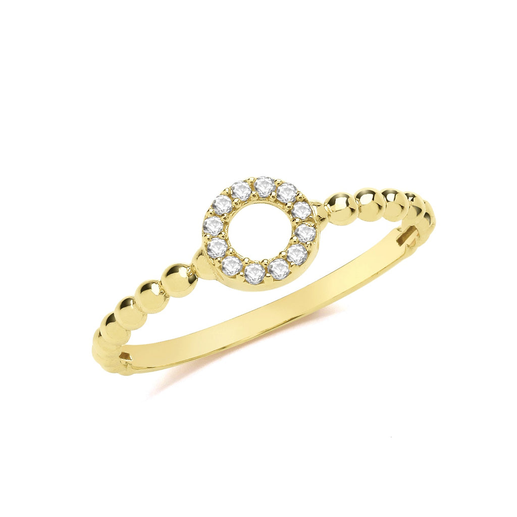 9ct Yellow Gold CZ Circle Bobble Ring - NiaYou Jewellery