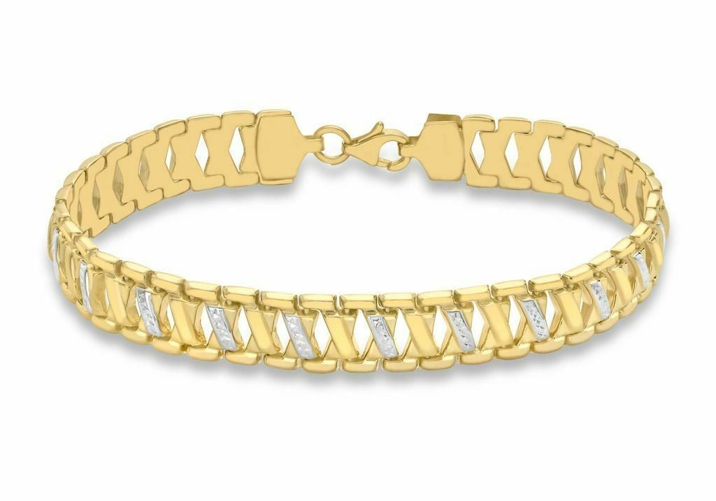 9ct Yellow Gold Diamond Cut Kiss X Ladies Bracelet 19cm - NiaYou Jewellery
