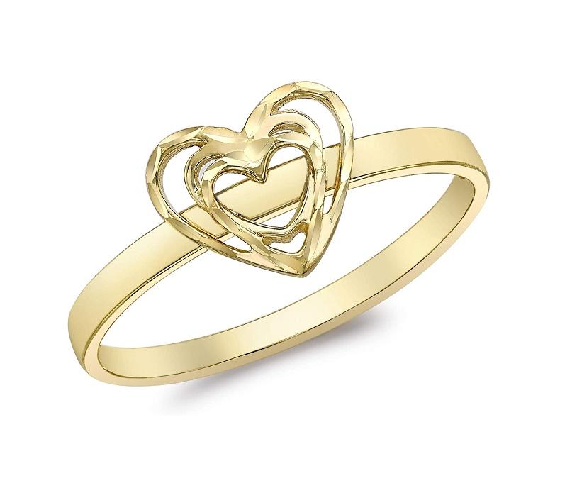 9ct Yellow Gold Diamond Cut Triple Open-Heart Ring - NiaYou Jewellery