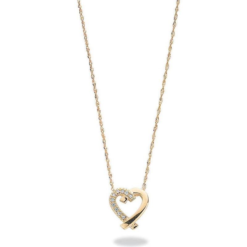 9ct Yellow Gold Diamond Heart Pendant Necklace - NiaYou Jewellery
