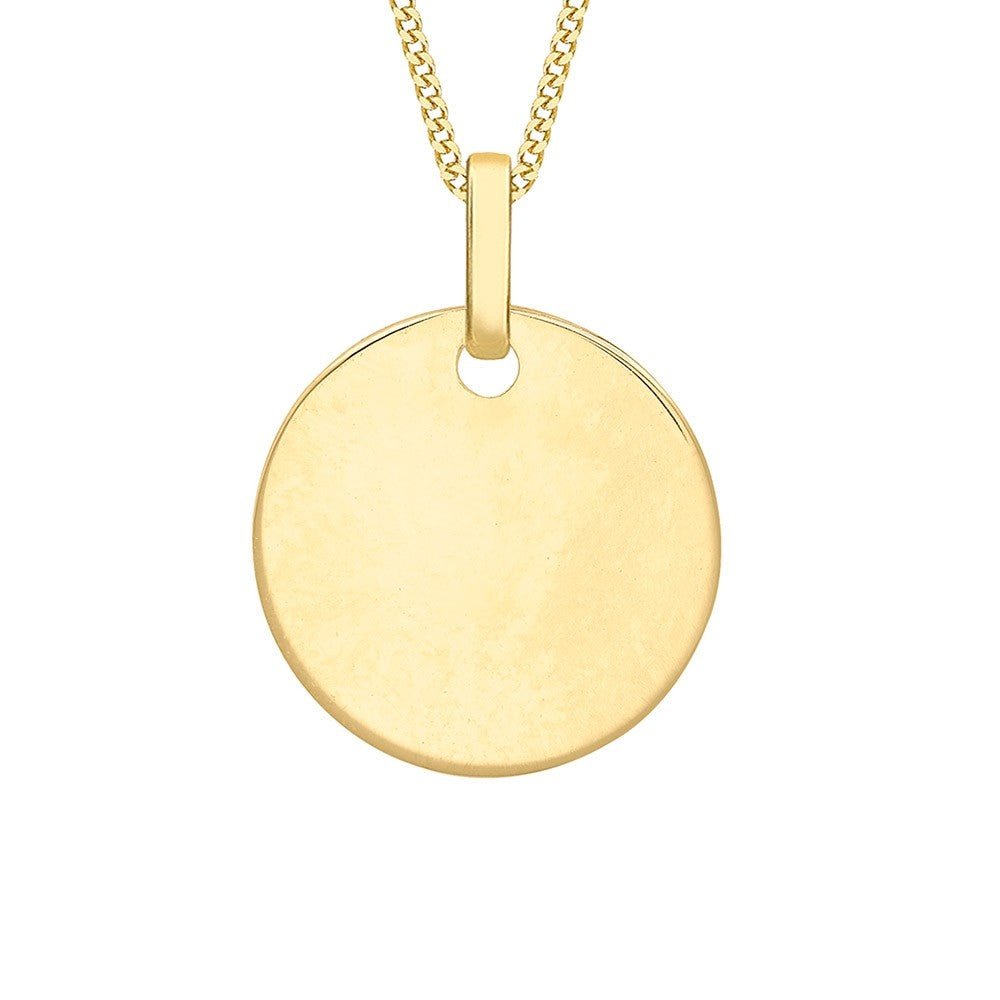 9ct Yellow Gold Disc Circle Pendant - NiaYou Jewellery