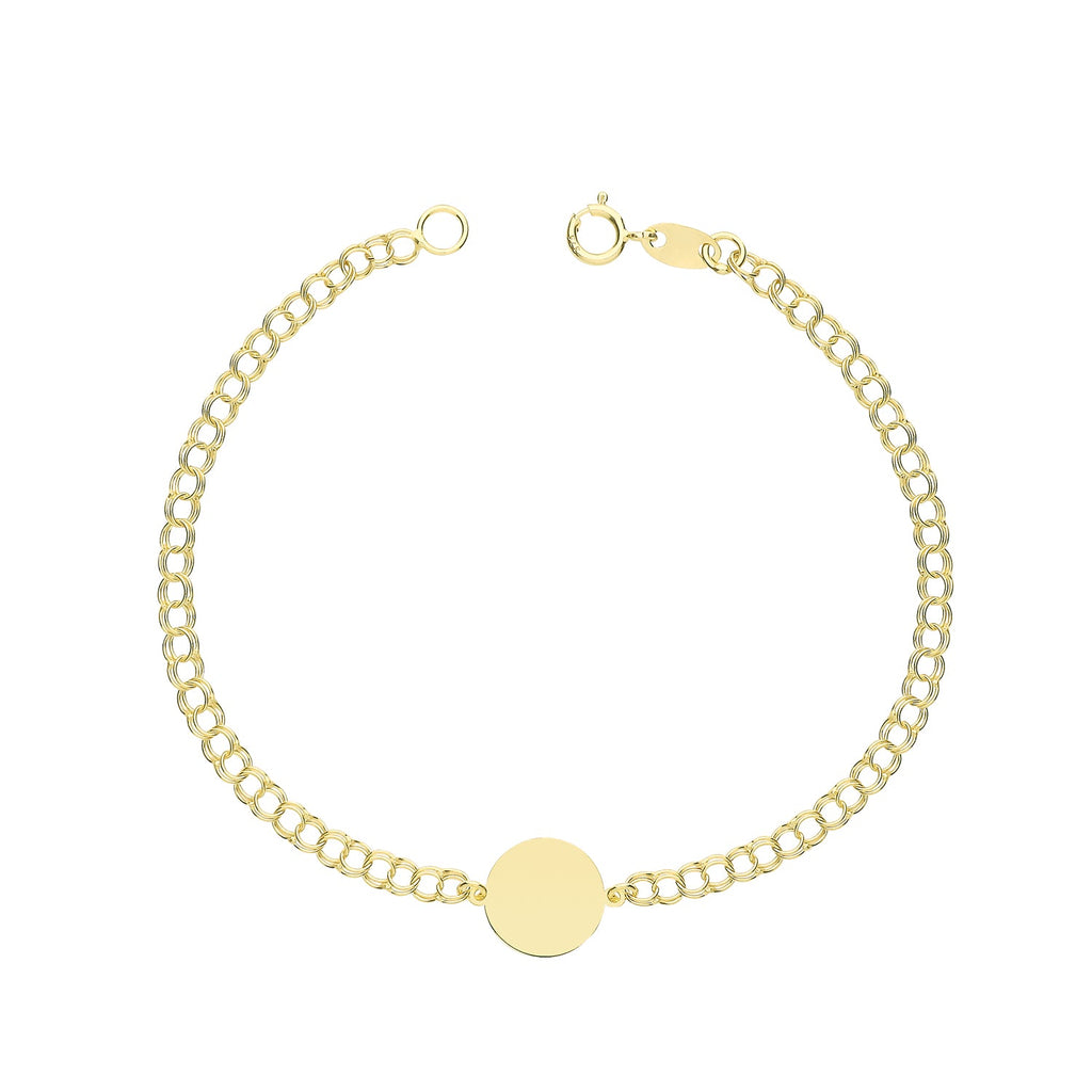 9ct Yellow Gold Disc ID Tag Ladies Bracelet - NiaYou Jewellery