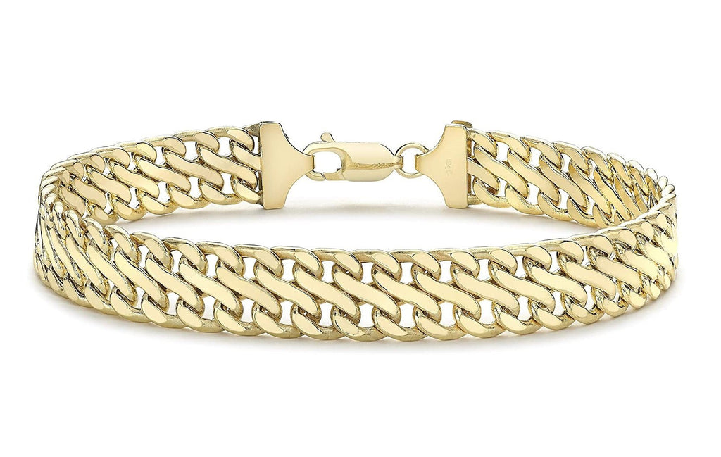 9ct Yellow Gold Double Curb Chain Ladies Bracelet 19cm - NiaYou Jewellery