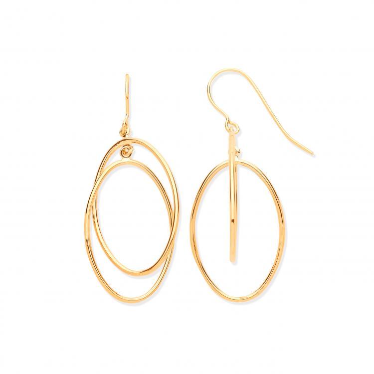 9ct Yellow Gold Entwined Open Oval Drop Earrings - NiaYou Jewellery