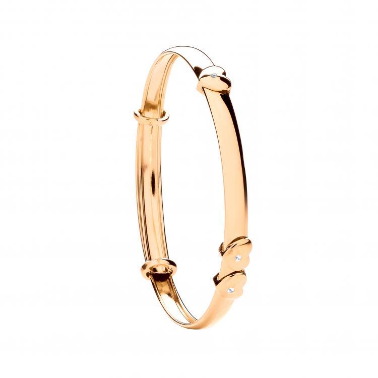 9ct Yellow Gold Expandable Baby Bangle with Heart - NiaYou Jewellery