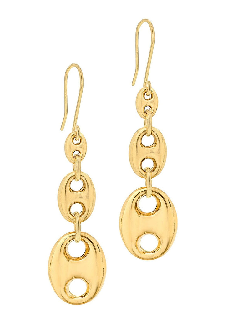 9ct Yellow Gold Graduated Oval Links Drop Earrings - NiaYou Jewellery