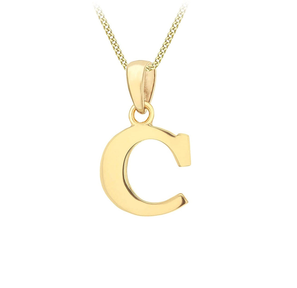 9ct Yellow Gold Initial Plain Pendant 'C - NiaYou Jewellery