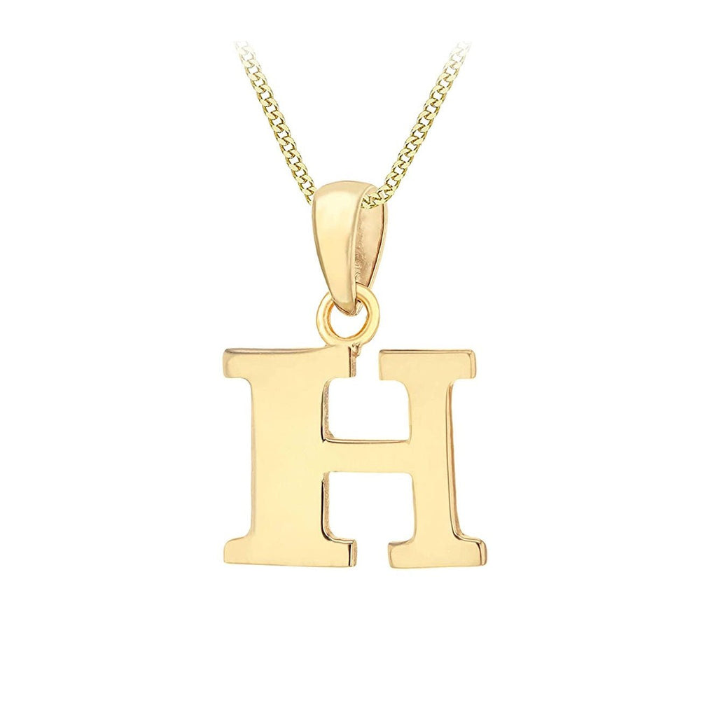 9ct Yellow Gold Initial Plain Pendant 'H - NiaYou Jewellery