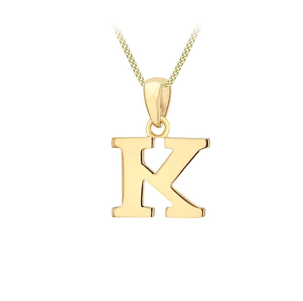 9ct Yellow Gold Initial Plain Pendant K - NiaYou Jewellery