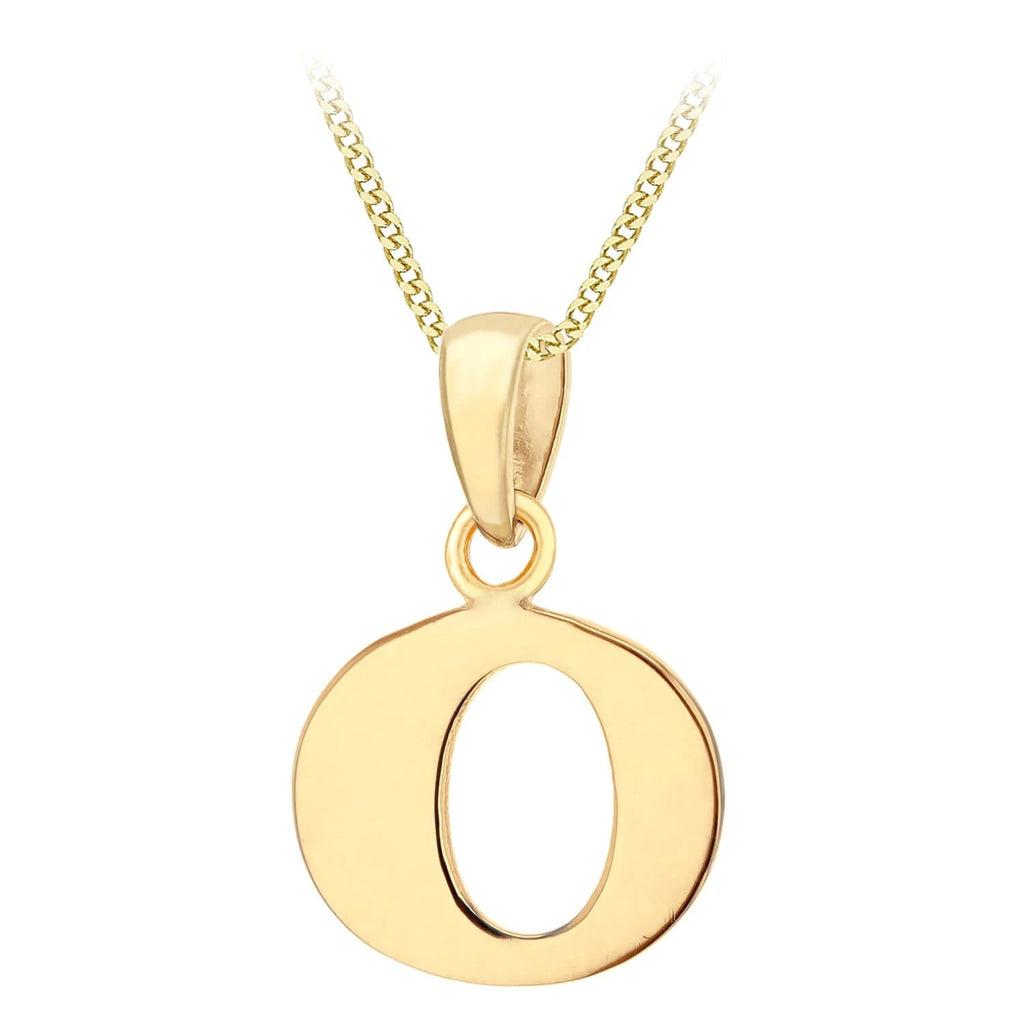 9ct Yellow Gold Initial Plain Pendant O - NiaYou Jewellery