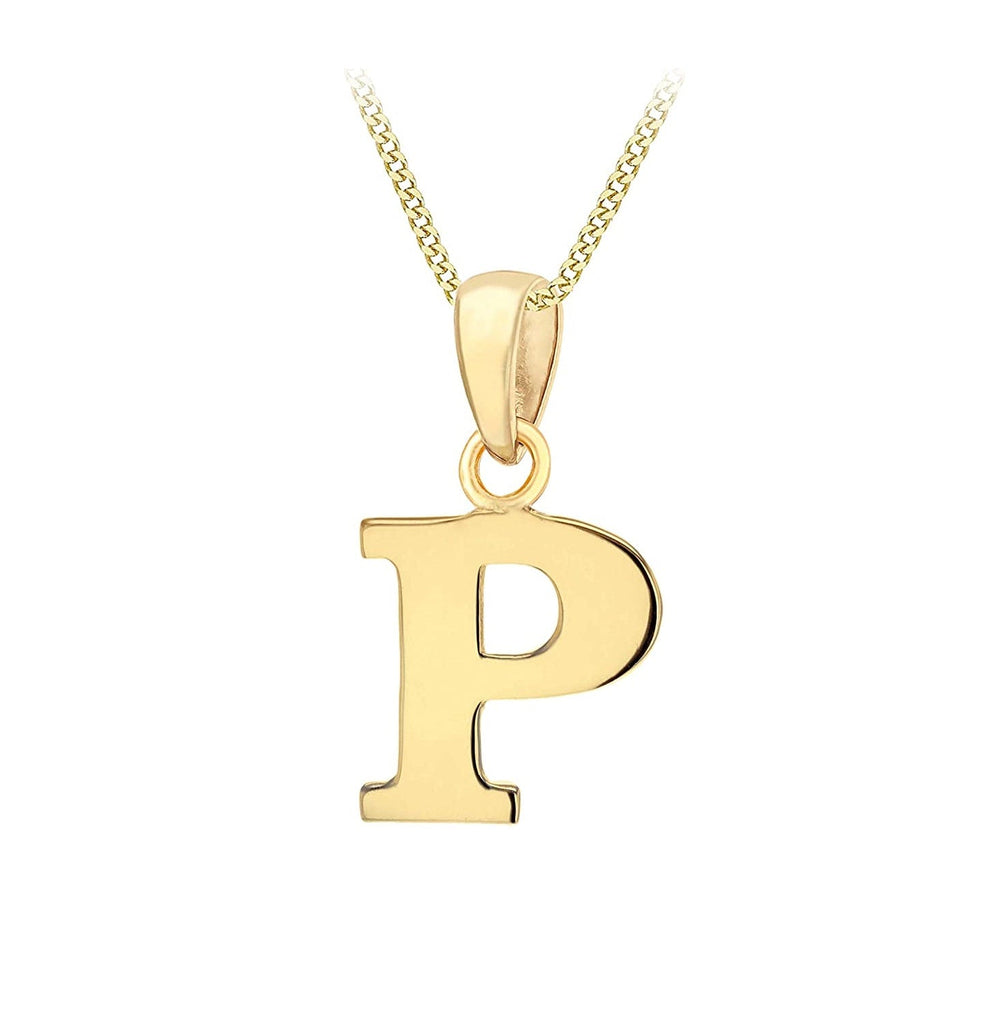 9ct Yellow Gold Initial Plain Pendant P - NiaYou Jewellery