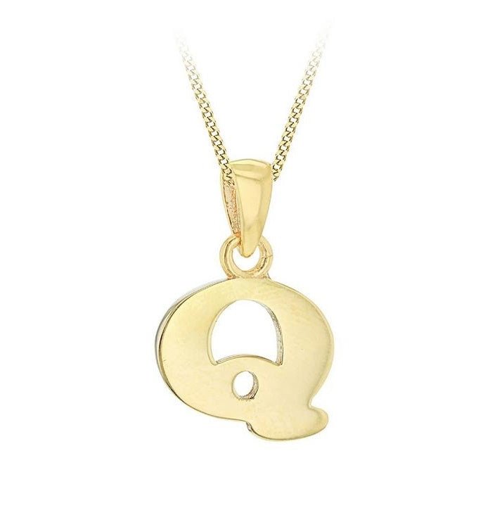9ct Yellow Gold Initial Plain Pendant Q - NiaYou Jewellery
