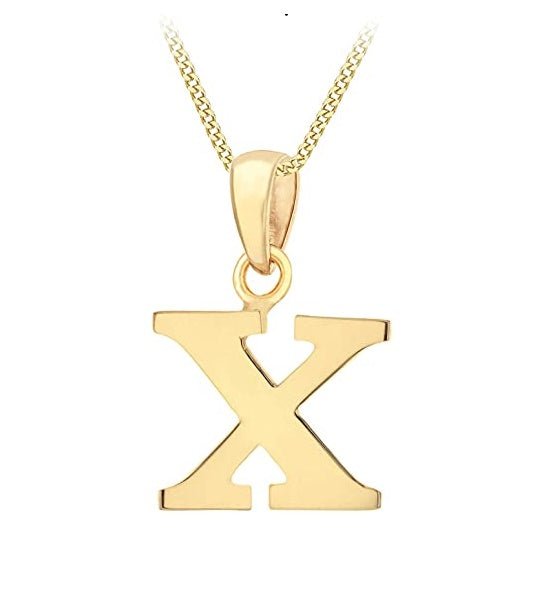 9ct Yellow Gold Initial Plain Pendant X - NiaYou Jewellery