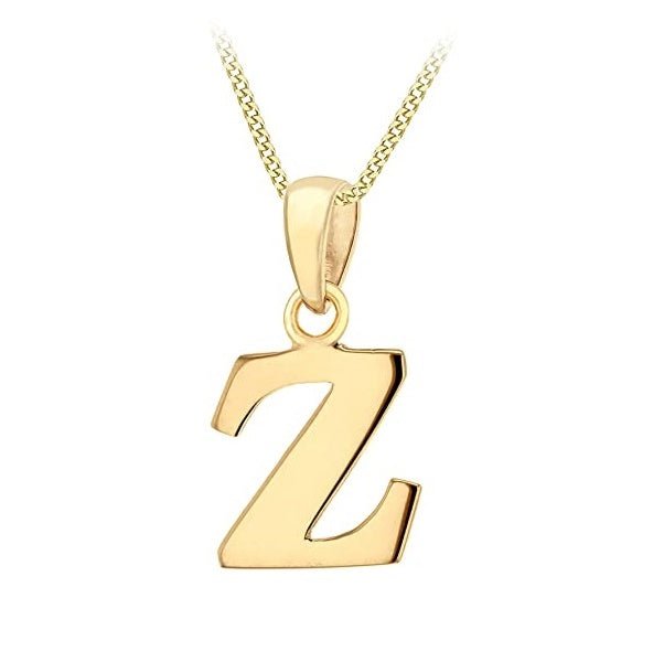 9ct Yellow Gold Initial Plain Pendant Z - NiaYou Jewellery