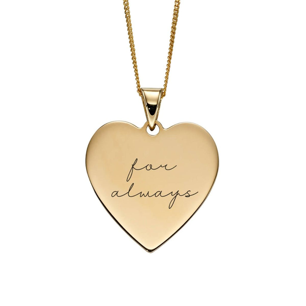 9ct Yellow Gold Plain Heart Pendant - Free Engraving - NiaYou Jewellery