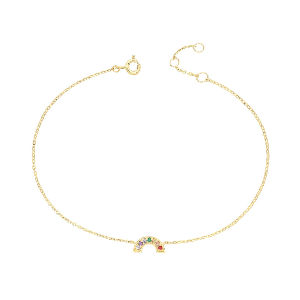 9ct Yellow Gold Rainbow Multicolour CZ Bracelet - NiaYou Jewellery