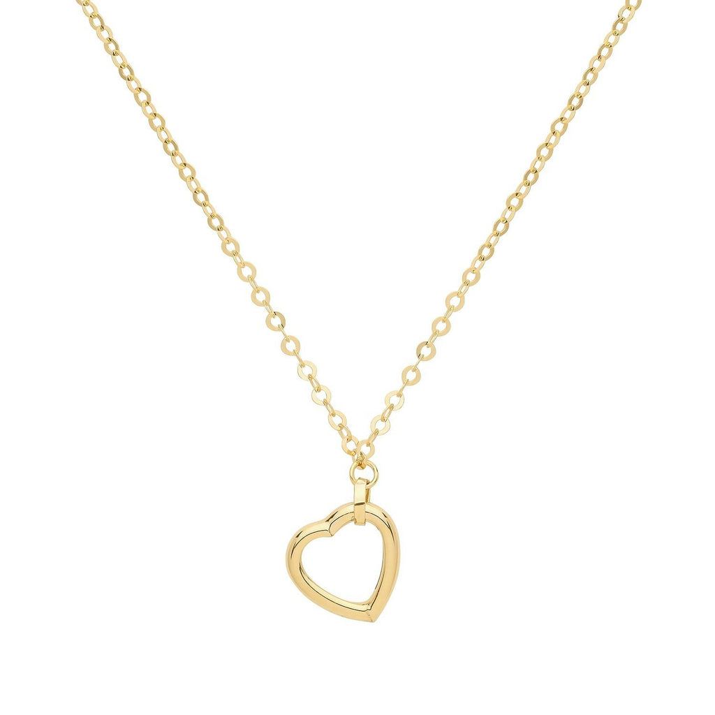 9ct Yellow Gold Sliding Open Heart Pendant Necklace - NiaYou Jewellery