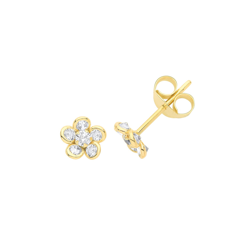 9ct Yellow Gold Small Flower Stud Earrings - NiaYou Jewellery