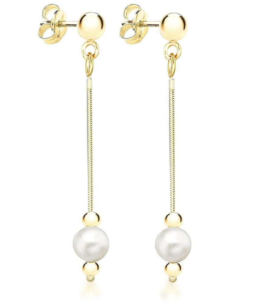 9ct Yellow Gold Snake Chain with Pearls and Ball Drop Earrings - NiaYou Jewellery