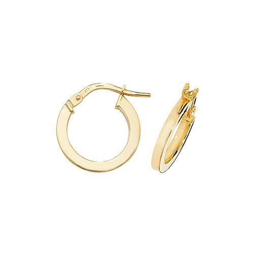9ct Yellow Gold Square Tube Hoop Earrings 10 MM - NiaYou Jewellery