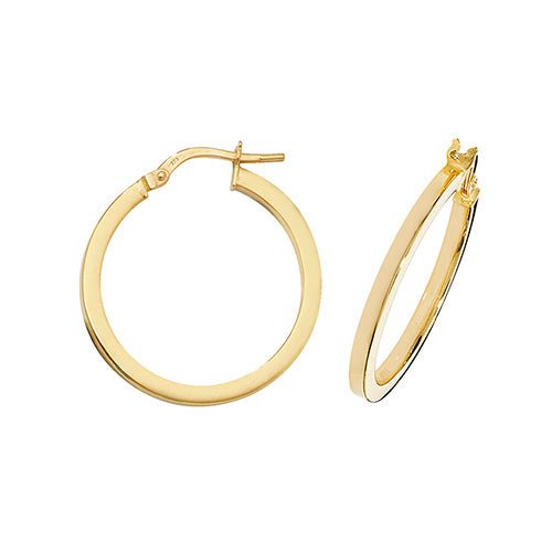 9ct Yellow Gold Square Tube Hoop Earrings 20 MM - NiaYou Jewellery
