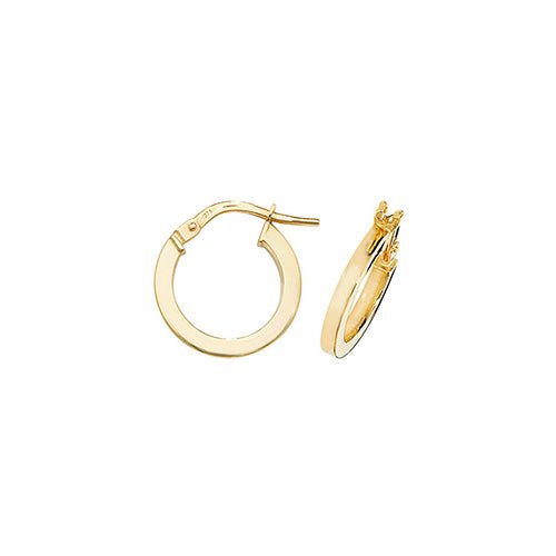 9ct Yellow Gold Square Tube Hoop Earrings 8 MM - NiaYou Jewellery