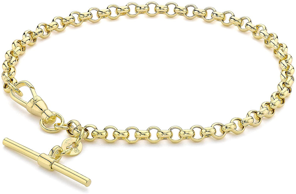 9ct Yellow Gold T-Bar Albert Clasp Belcher Chain Bracelet - NiaYou Jewellery