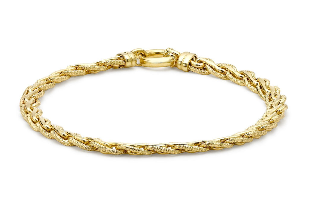 9ct Yellow Gold Textured Double Oval Twisted Link Bracelet 19 cm - NiaYou Jewellery