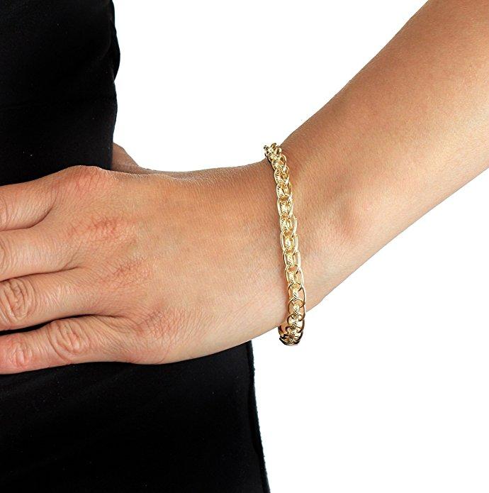 9ct Yellow Gold Textured Rollerball Oval Links Bracelet - NiaYou Jewellery
