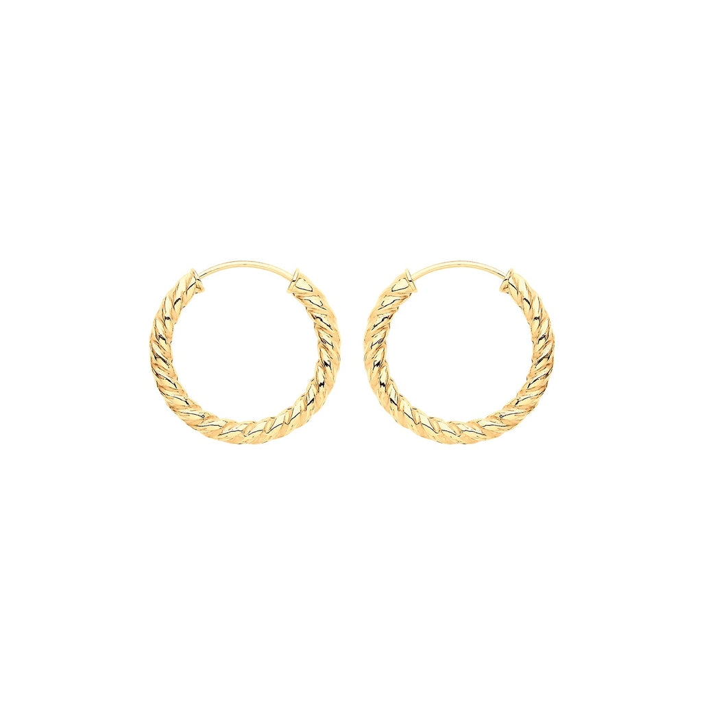 9ct Yellow Gold Twisted Sleepers Earrings 13 MM - NiaYou Jewellery
