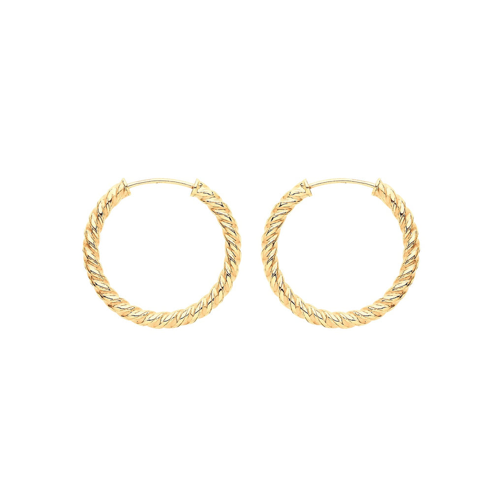 9ct Yellow Gold Twisted Sleepers Earrings 15 MM - NiaYou Jewellery